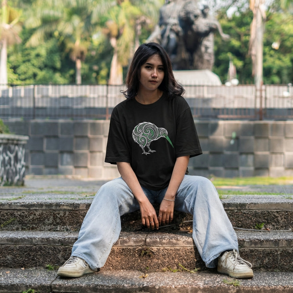 New Zealand Kiwi Crest Football Tee — Casual Model A mockup
