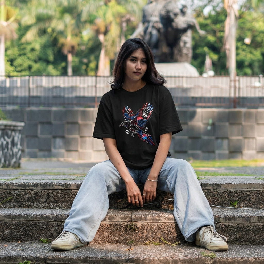 South Korea Magpie Pride Football T-Shirt — Casual Model A mockup
