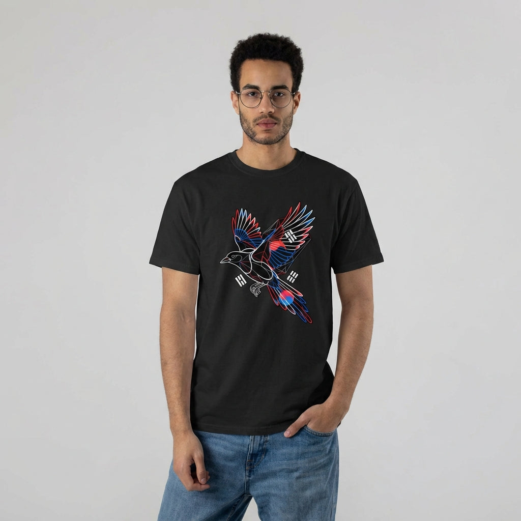 South Korea Magpie Pride Football T-Shirt — Mall Setting Model mockup