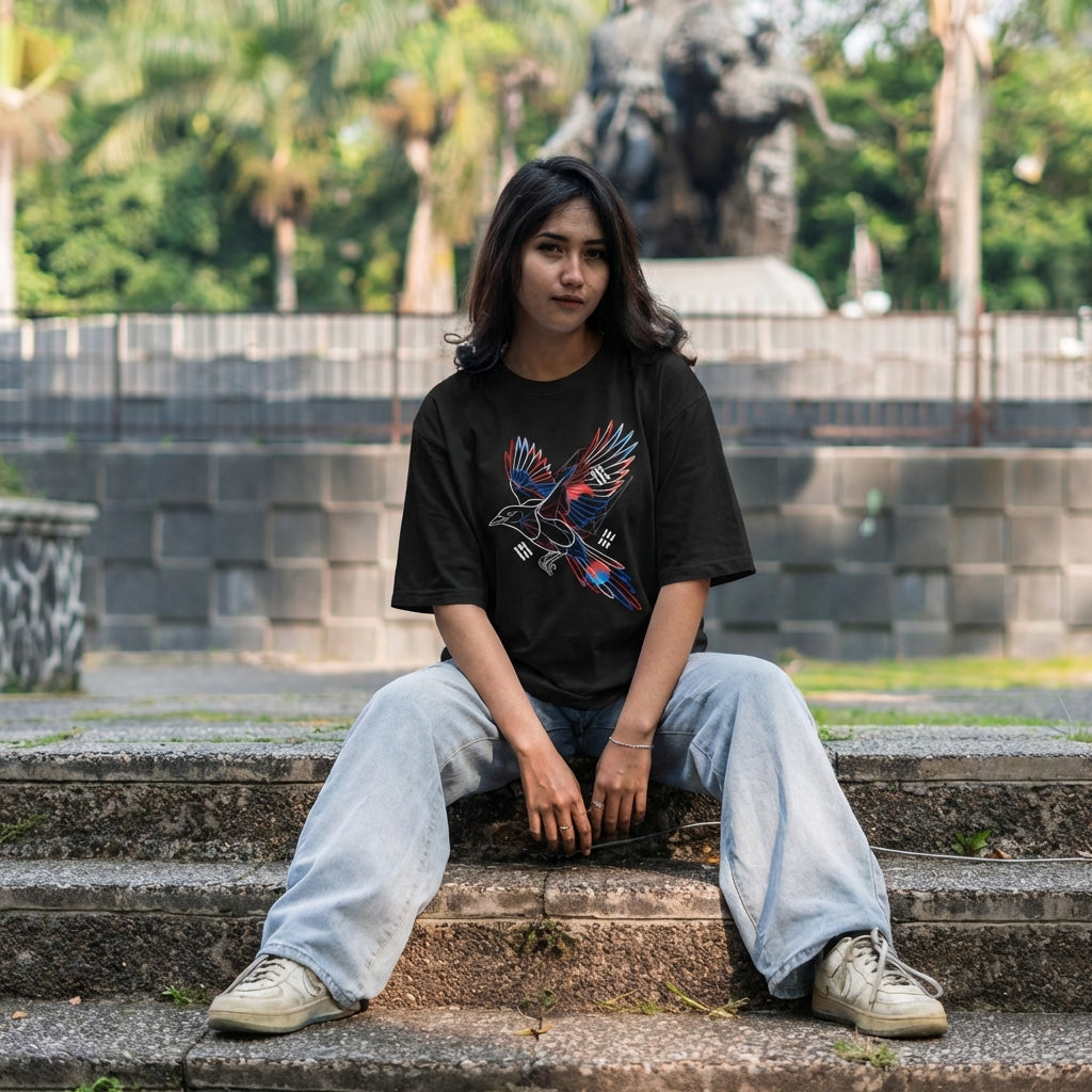 South Korea Magpie Pride Football T-Shirt — Casual Model A mockup