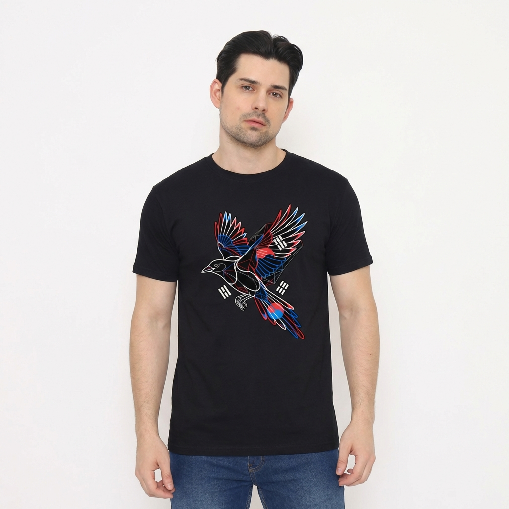 South Korea Magpie Pride Football T-Shirt — Urban Outdoor Model mockup