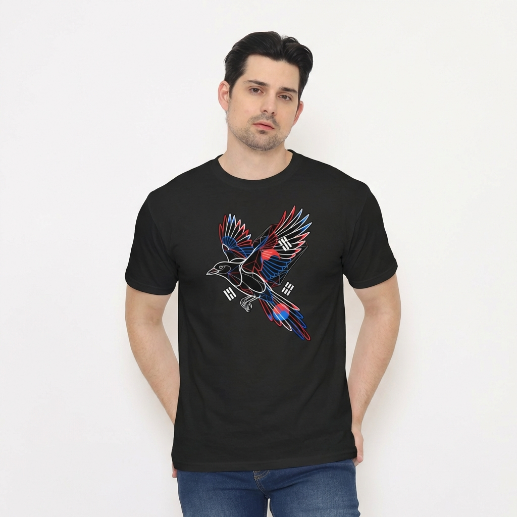 South Korea Magpie Pride Football T-Shirt — Urban Outdoor Model mockup