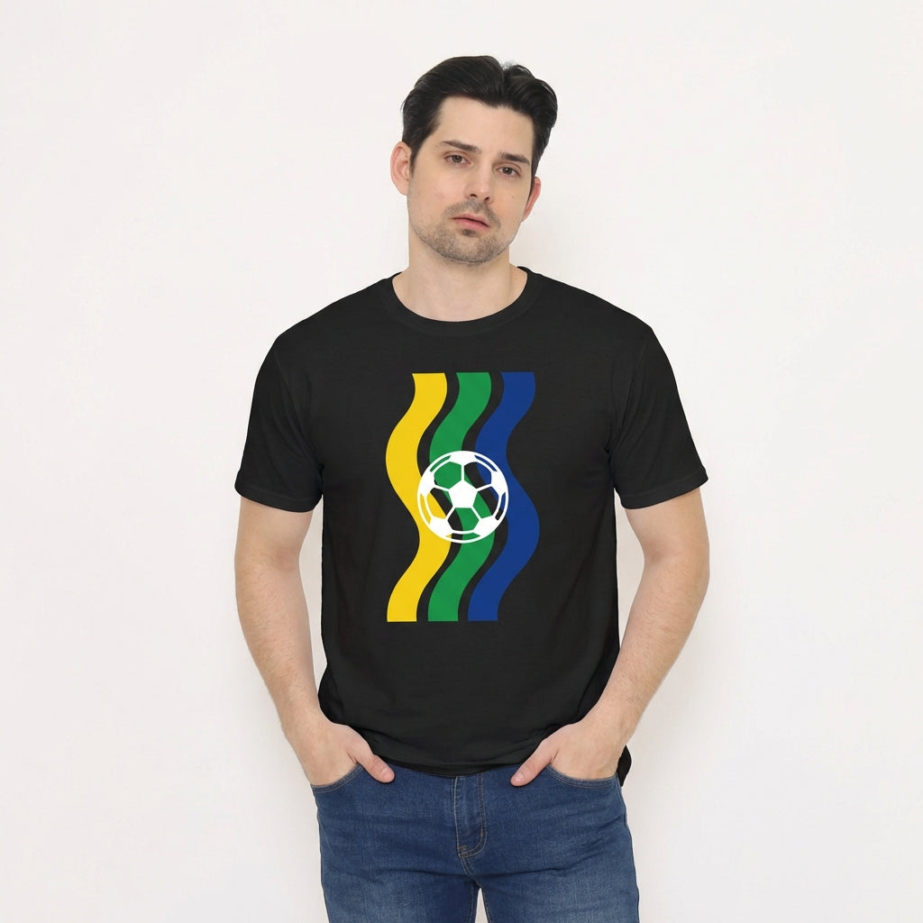 Samba Gold 2026 Brazil Football T-Shirt — Urban Outdoor Model mockup