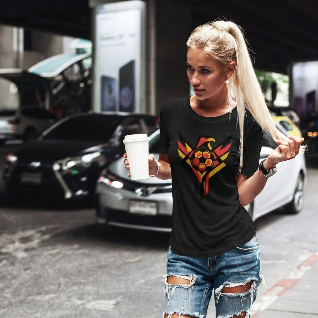 Geometric Eagle National Soccer T-Shirt — Casual Model B mockup